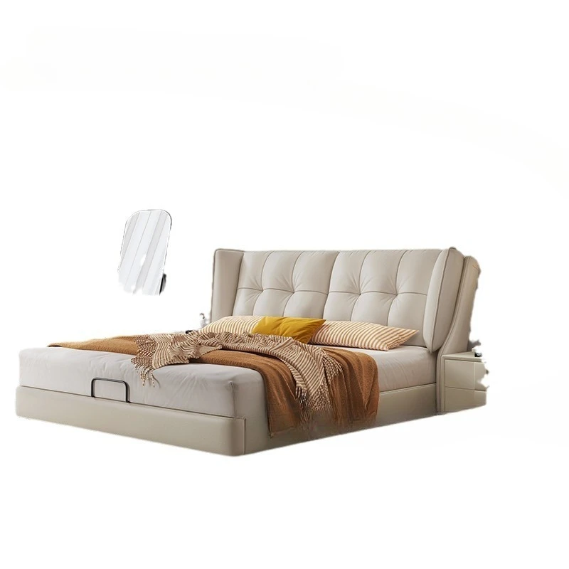 

Leather bed, master bedroom high-end atmosphere modern simple bed