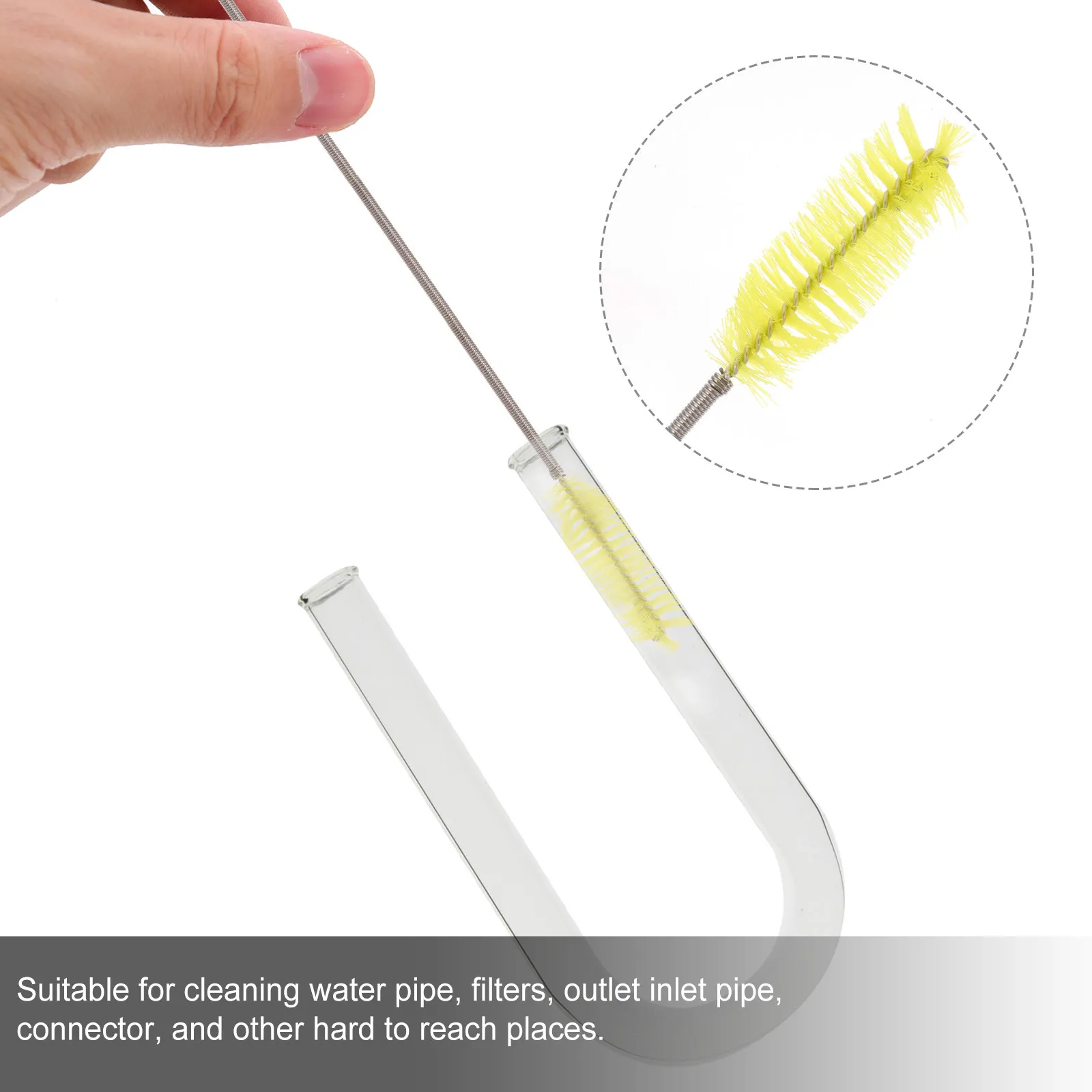 Double-Ended Fish Tank Tube Brush Portable Aquarium Cleaning Tool Flexible Long Spring Brush for Filter Hose Inlet Outlet Pipes