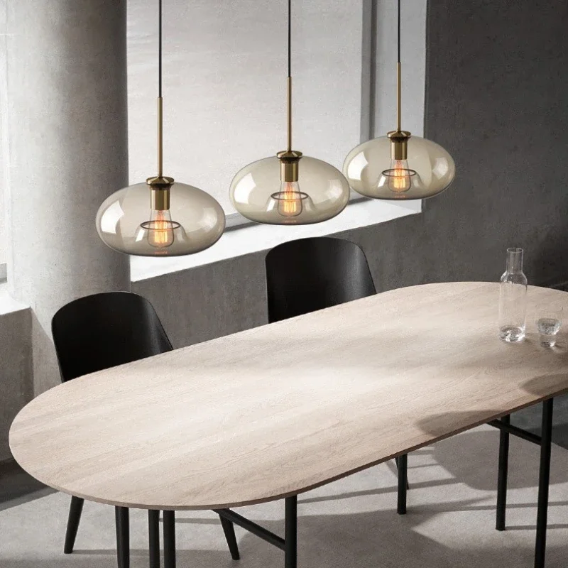 الحد الأدنى كونياك الزجاج الملون قلادة مصباح الشمال الحديثة مطعم مقهى الثريات تأثيث المنزل ديكور أضواء LED