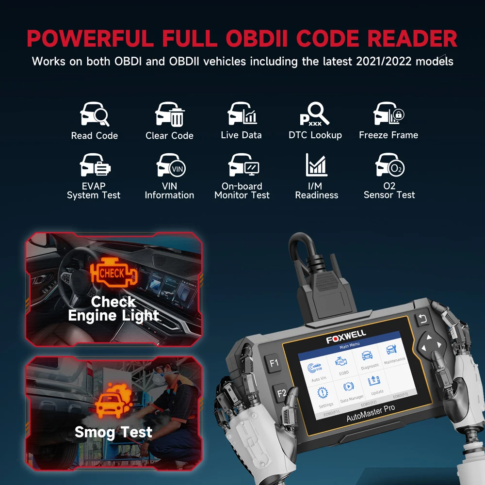 FOXWELL NT614 Elite OBD2 Auto Car Diagnostic Tool ABS SRS Transmission Engine Code Reader EPB Oil Light 5 Reset OBD2 Car Scanner