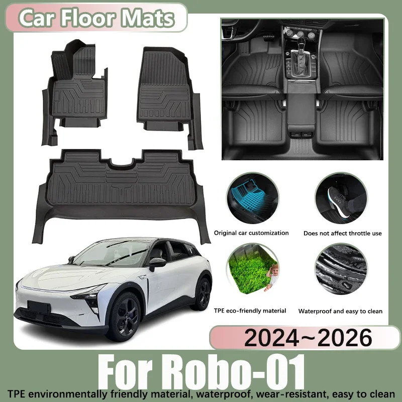 

LHD Car Floor Mat For Ji Yue 01 Robo-01 2024 2025 2026 TPE 5 Seats Dirt-resistant Water Proof Auto Foot Pad Mats Car Accessories