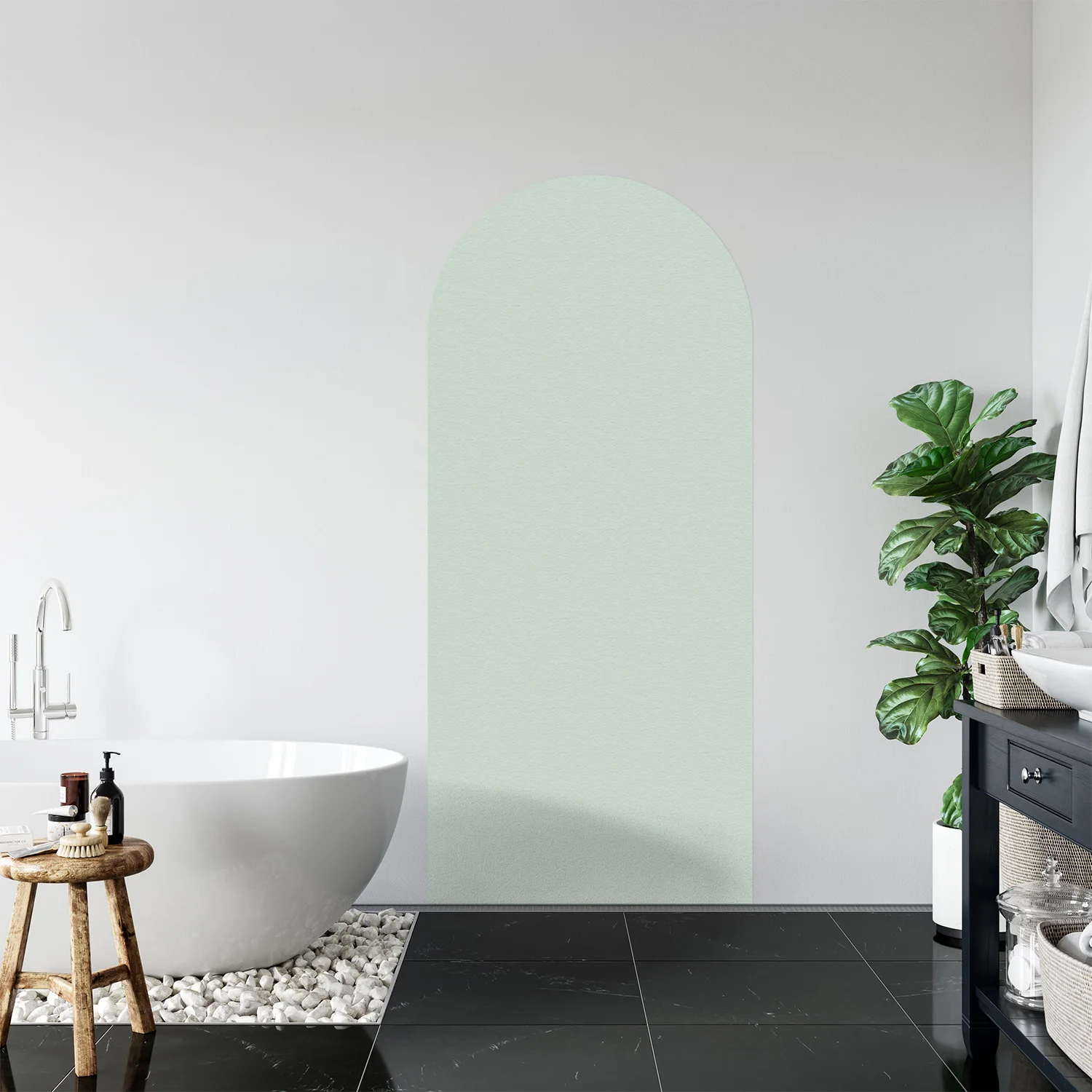 2PCS Morandi Mint Green Arched Pattern Stickers, self-adhesive, used for living room, bedroom, bathroom wall decoration