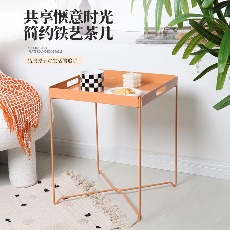 Balcony internet celebrity creative square corner table, simple home living room corner table, iron art high-end artistic