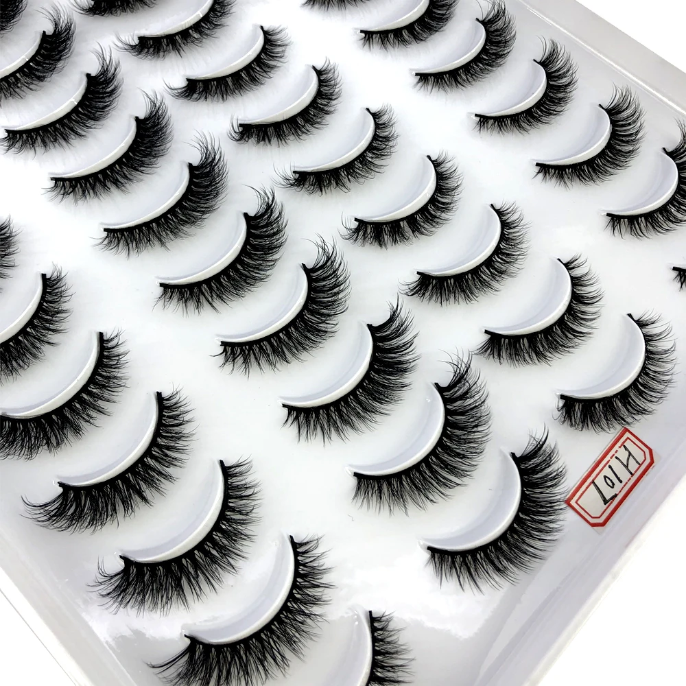 New 5D 20 Pairs/lot Natural Long Wispy Faux Mink Eyelashes Cruelty Free Handmade Vegan False Eye Lashes Vendor Mix Ciliar Set