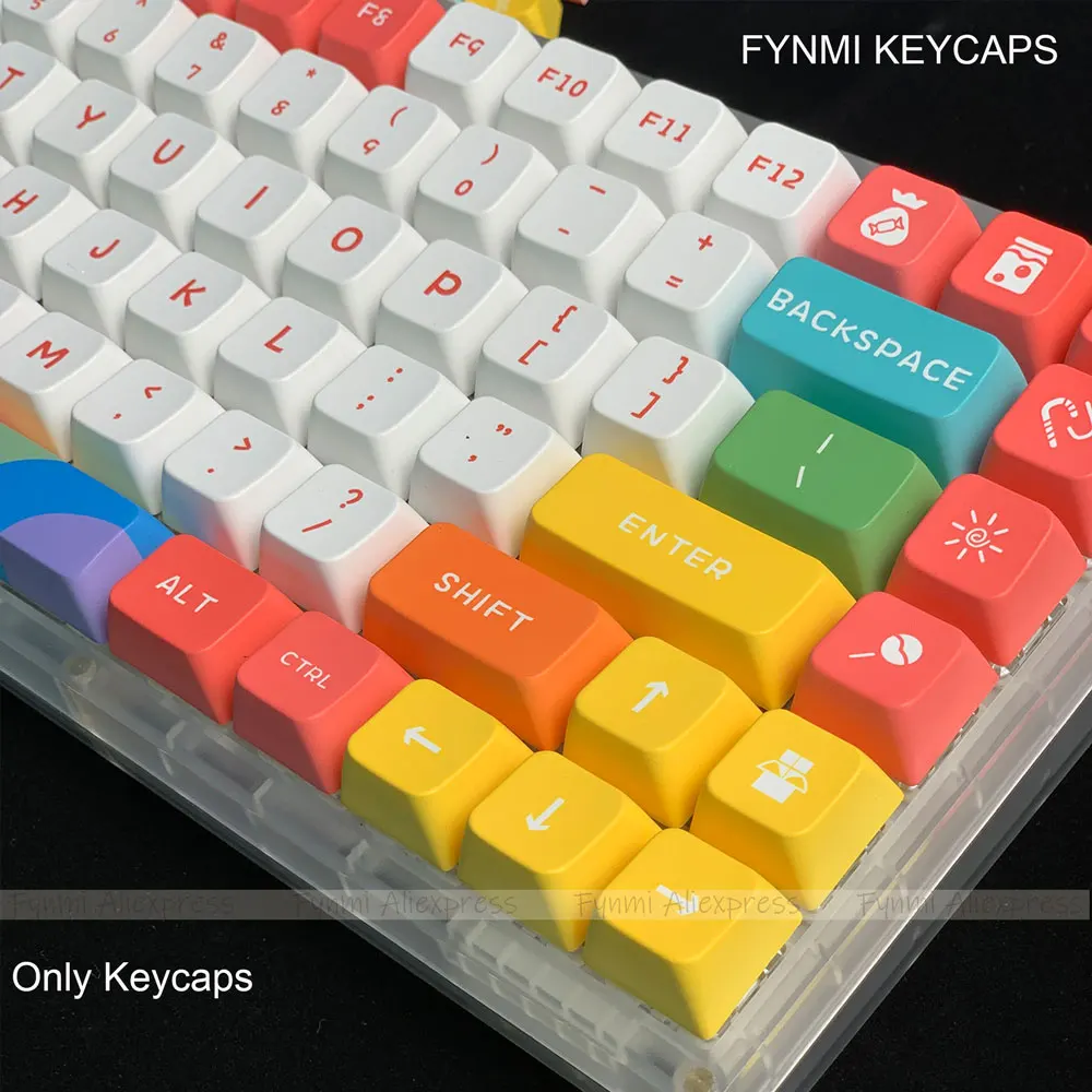 Fynmi Rainbow PBT Keycaps 5 Faces Dye Sublimation keycaps 131 keys PBT Keycaps for full size mechanical keyboard