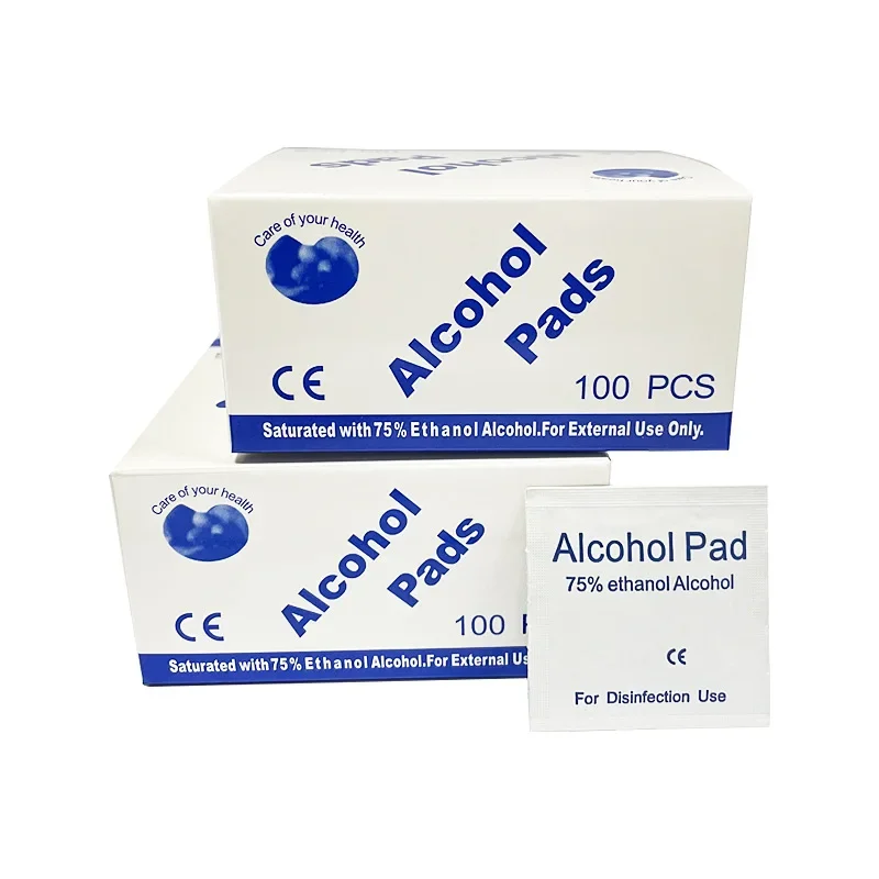 100 pieces of 75% alcohol disinfectant cotton pads, used for cleaning mobile phone screens and lenses, ear canal disinfection al