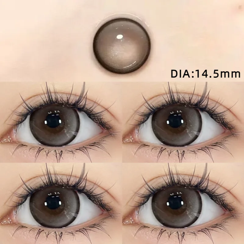 KSSEYE 2PCS Colored Eye Lenses With diopters Contact Lenses Grey Lenses High Quality Natural Pupils Brown Cosmetic Fast Shipping