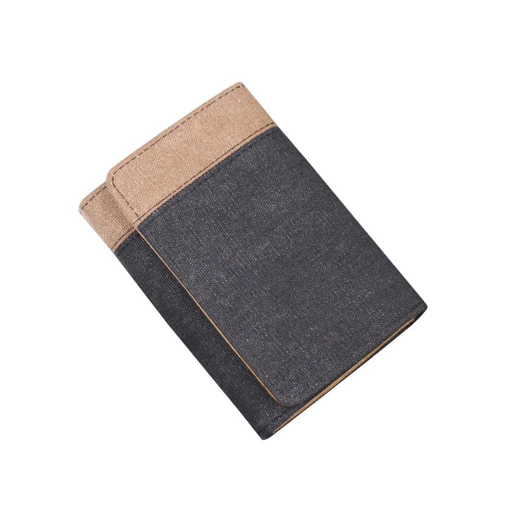Card Slot Wallet Vintage Lightweight Wallet Canvas Wallet Tri-Fold For School Daily Commuting Daily Use