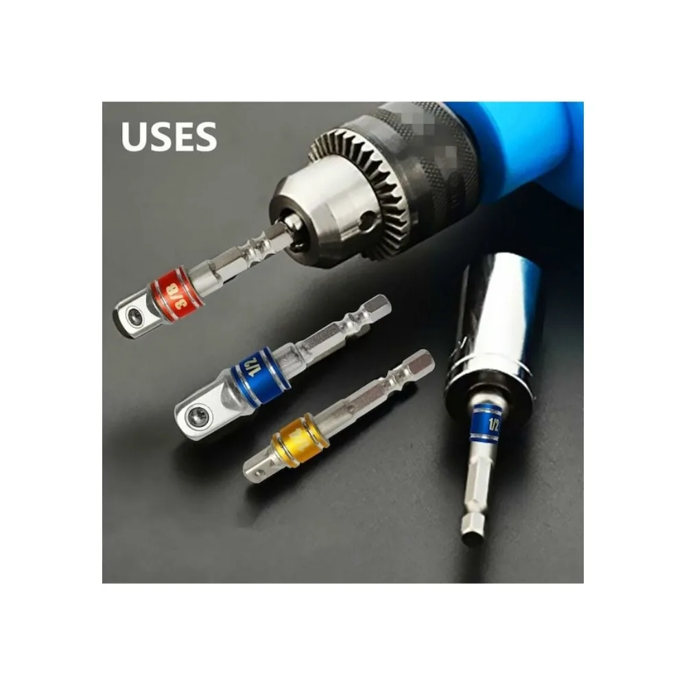 Black 105 ° Turning Screwdriver Joint Electric Drill Corner Socket Screwdriver Head 3PC Hexagonal Conversion Extension Tools Set