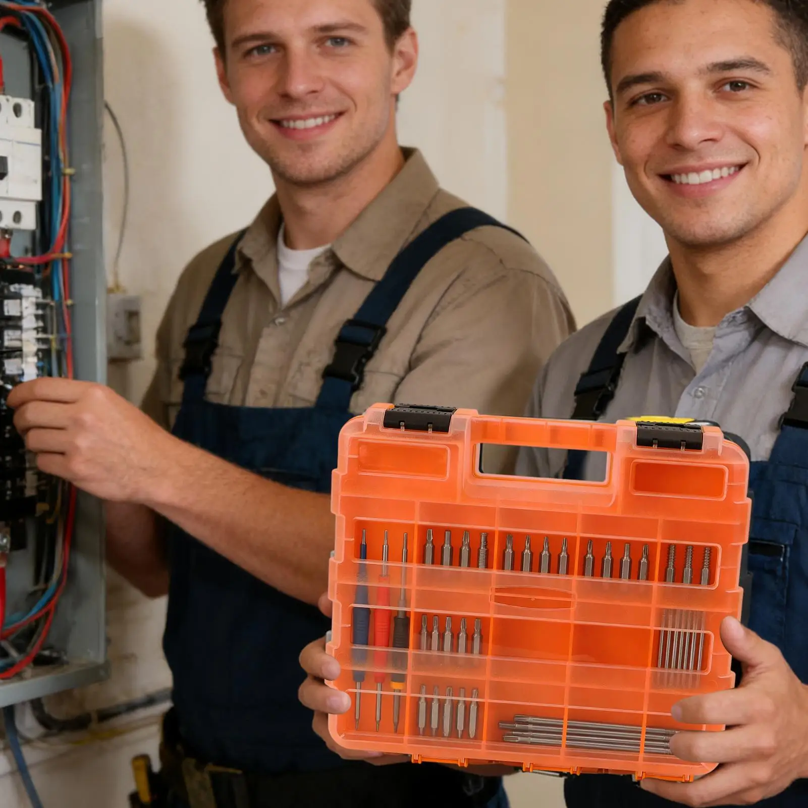 صندوق أدوات محمول منظم على الوجهين 34 مقصورة مثقاب تخزين الترباس والجوز مع غطاء للأجهزة مسمار الترباس الجوز