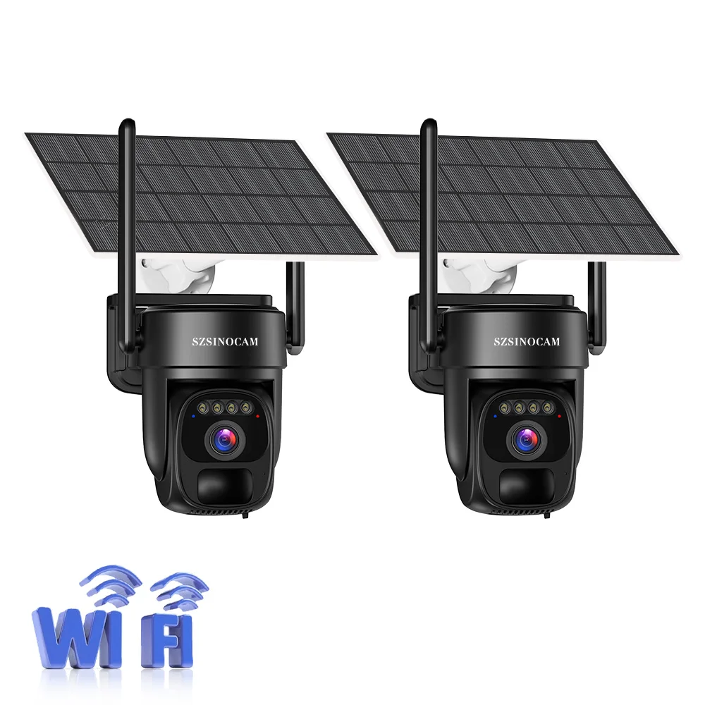 

2 шт. беспроводные WiFi-камеры на солнечной энергии с одной линзой, камеры видеонаблюдения со встроенным аккумулятором и увеличенным временем автономной работы