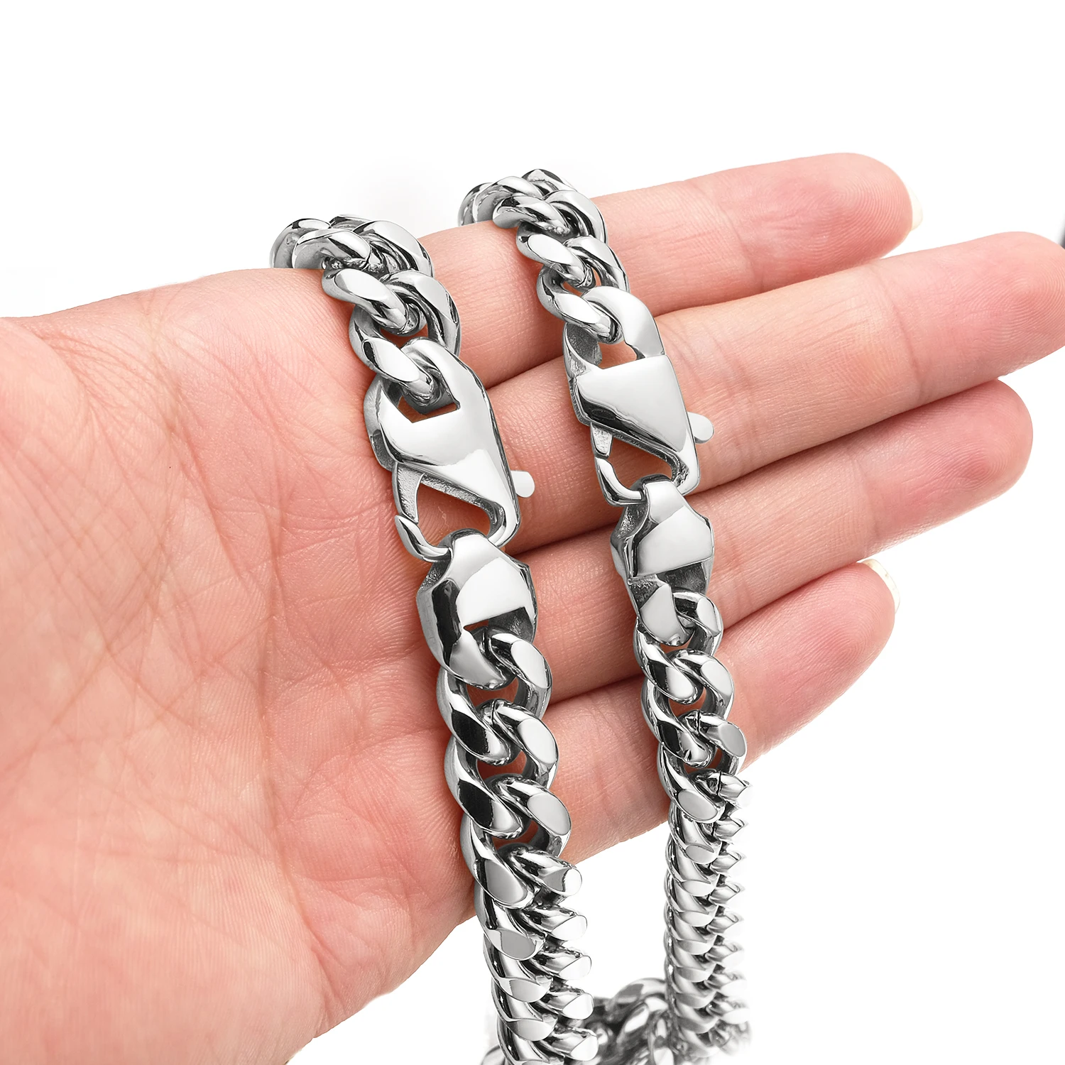 

Punk Cuban Link Choker Necklace Collar Statement Chunky Stainless Steel Silver Color Thick Chain Necklace For Men Women Jewelry