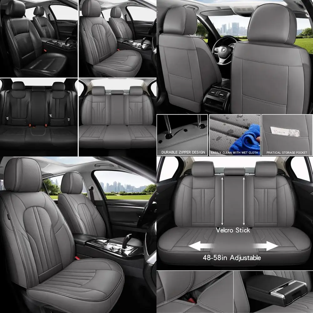 

Universal Waterproof Faux Leather Car Seat Covers Set for 5 Seats, Suitable for SUVs, Sedans, and Trucks (Gray)