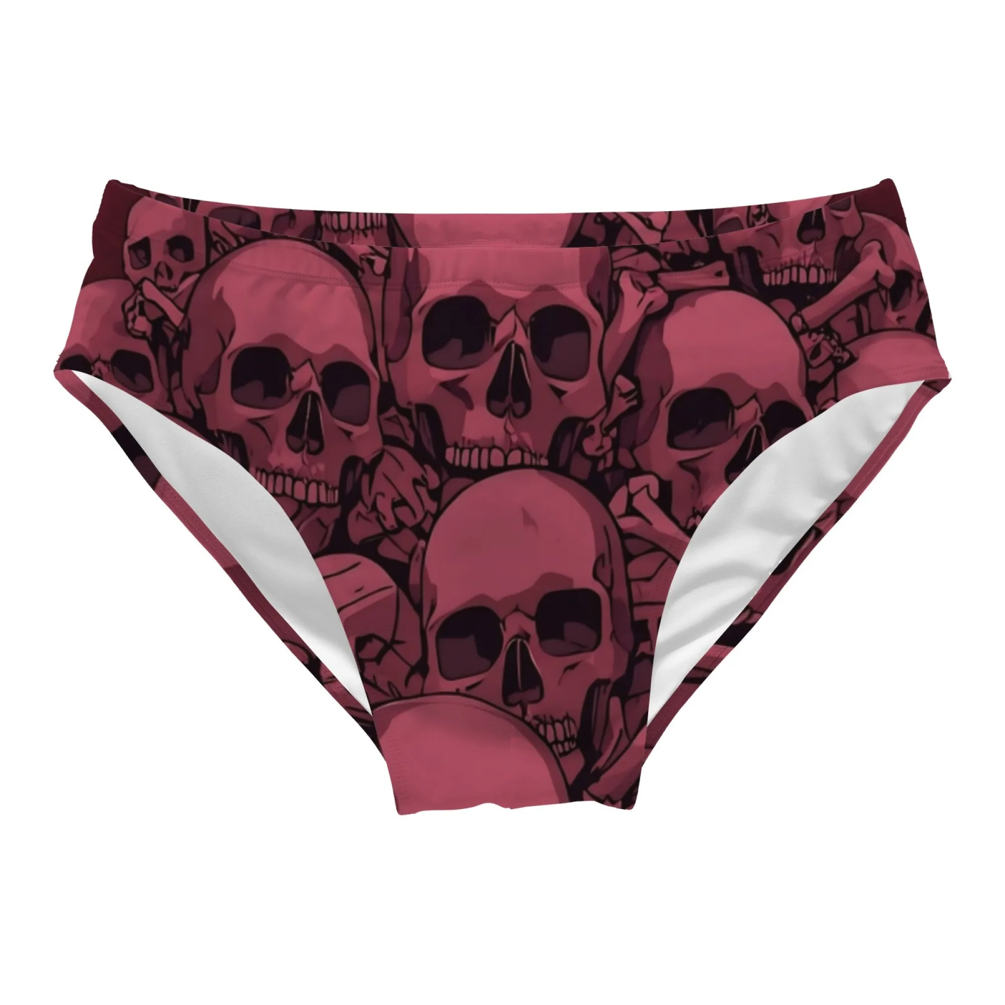 Punk Skull Art Swim Trunks Stretchy Soft Skin-friendly Men's Triangle Swim Trunks Beach Carnivals Swimming Edgy Stylish Swimsuit
