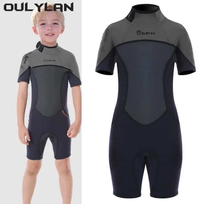 

Oulylan Kid Surf Neoprene Wetsuit Children Scuba Diving Suit Freediving Underwater Swimwear Suits Youth 2.5MM Shorty Swimsuit