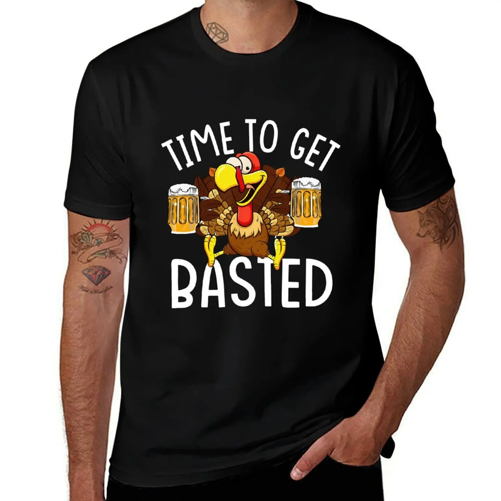 

Funny Time To Get Based Thanksgiving Beer Turkey Lovers T-Shirt t shirt man cotton t shirt for man 100 percent cotton