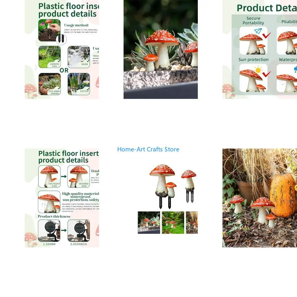 Y3NA Weather Resistant Mushroom Landscape Stakes Garden Ornaments Suitable For Garden Enthusiasts Projects Indoor Outdoor Use