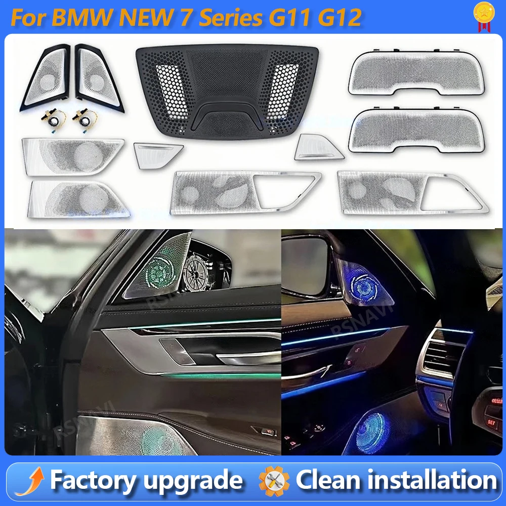11-Farbige LED-Lautsprecherabdeckung für BMW Neue 7er-Serie G11 G12 Auto Mittelton-Hochtöner HiFi Musik Stereo Horn Ambientebeleuchtung Dekoration Nachrüstung