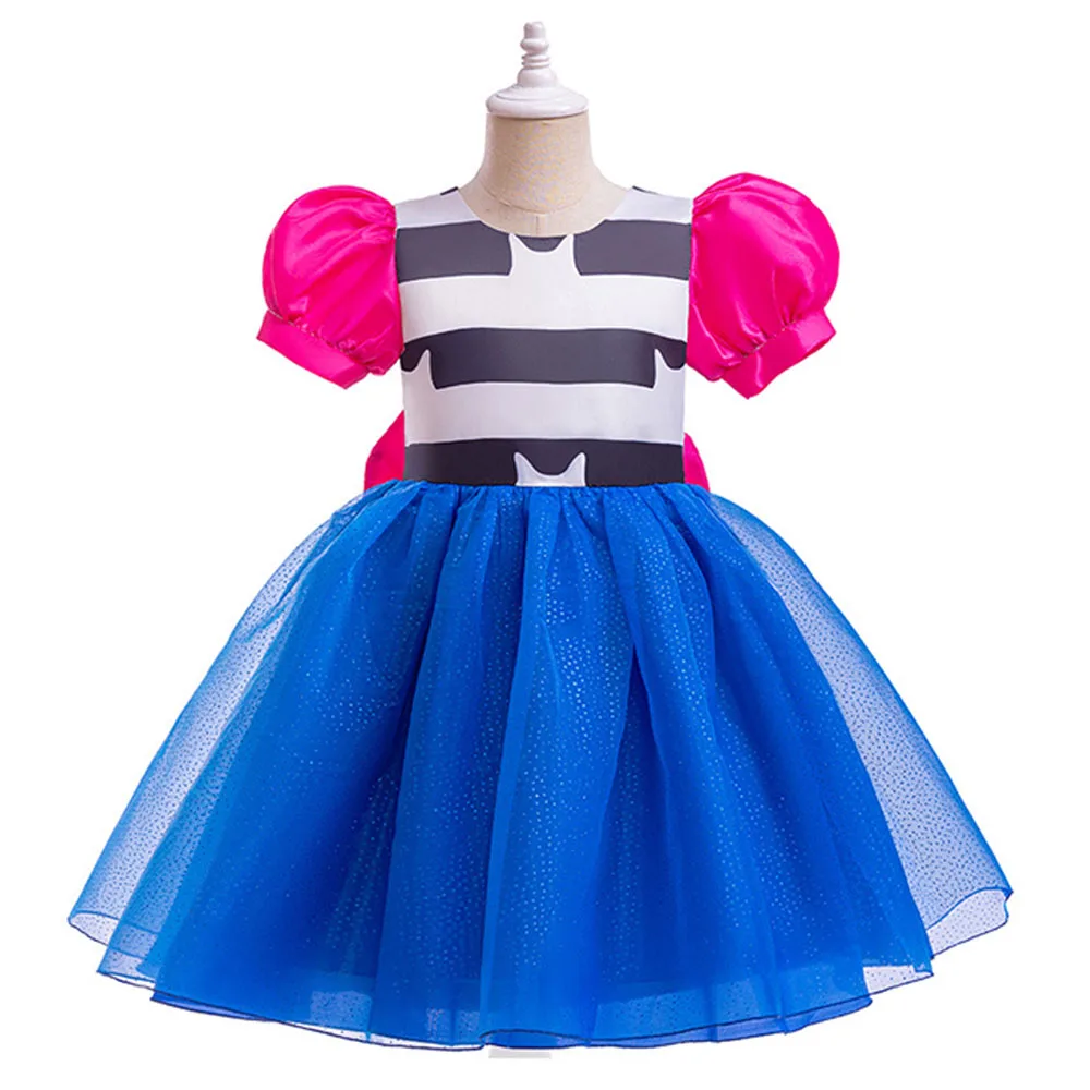 Summer New Gabby DollHouse Girl\'s Bow Dress Mesh Fluffy Bubble Sleeves Dress Children\'s Princess Dress Cats Party Dresses Girl