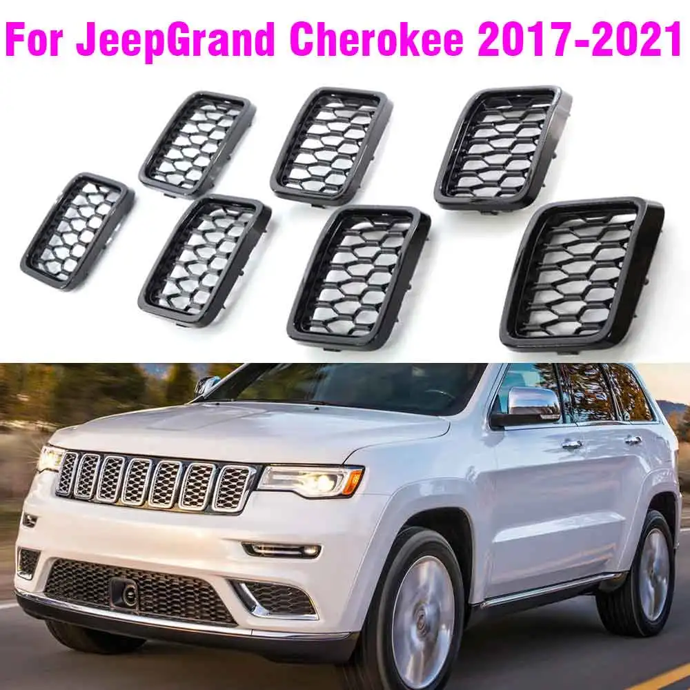 Front Grille Grill Mesh Inser Cover Trim Decor For Jeep Grand Cherokee 2017 2018 2019 2020 2021