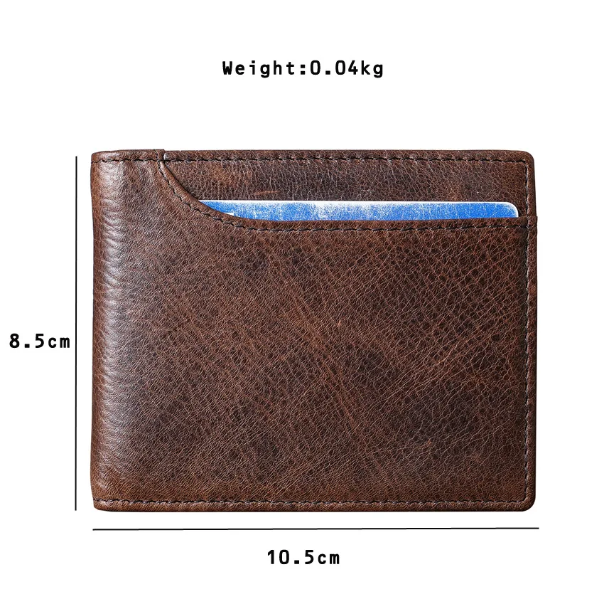 Rfid Blocking Wallet Men Vintage Cow Genuine Leather Wallet Multi Slot Clamp Package Money Clip Id Card Purse Short Wallet
