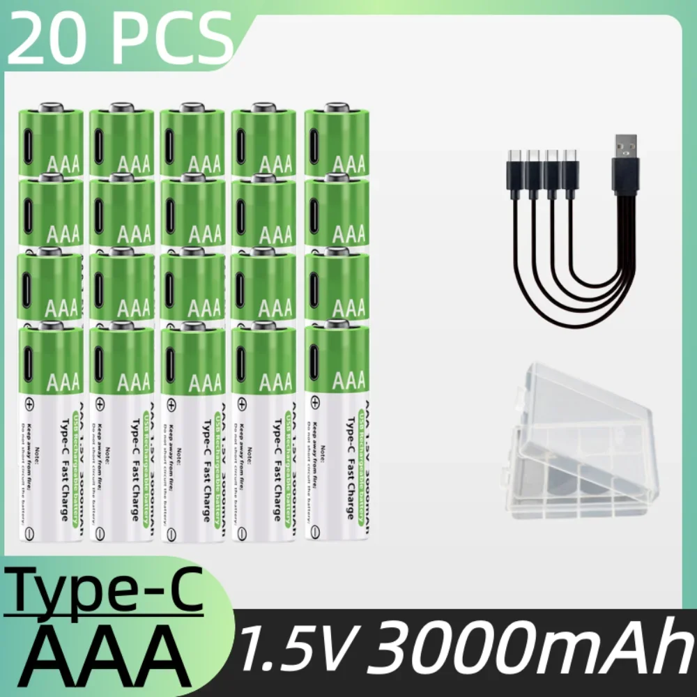 1.5 فولت AA 3800 مللي أمبير ، AAA 3000 مللي أمبير بطارية قابلة للشحن USB ليثيوم سعة كبيرة الماوس قفل ببصمة الإصبع مقبض شحنه بسرعة #1