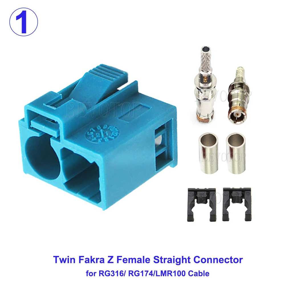 5Pcs/Lot Twin Fakra Code B/D/Z Female Straight/Right Angle Connector 50 Ohm RF Coaxial Connectors for RG316/RG174 Pigtail Cable