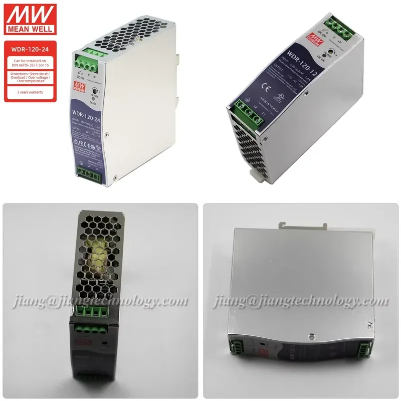 WDR-120-24 Mean Well 380V Input Single Output 24V 5Amp 120W PFC Function DIN Rail Series Power Supply