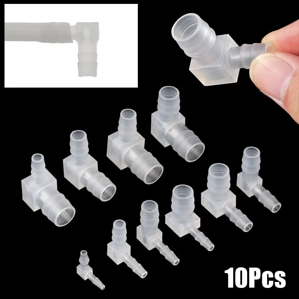 10Pcs New PP Plastic Elbow Connectors 90 Degree 4-20mm Aquarium Tank Fittings Transparent Pagoda Hose Joint Air Pump Aerator