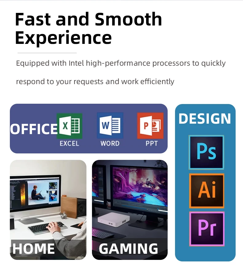 Office Mini PC Intel Core i7 1355U i5 1335U 2x DDR4 Slots M.2 SSD 2.4G/5.0G WiFi Bluetooth Gigabit Etherent HDMI VGA Win11