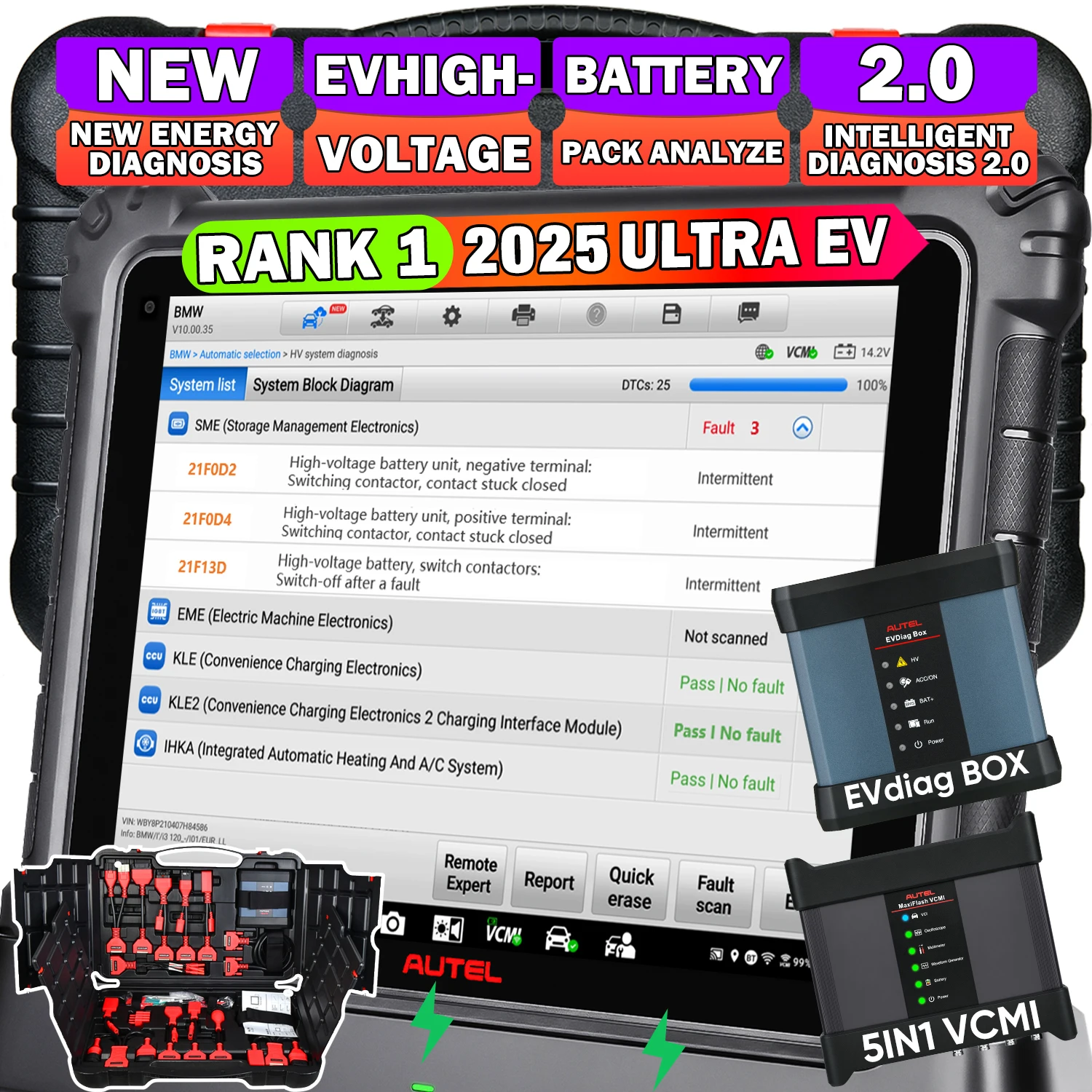 Autel MaxiSys Ultra EV Intelligent EV Diagnostic Tool With EVDiag Kit VCMI EV High-Voltage System&Battery Pack Analysis PK Ultra