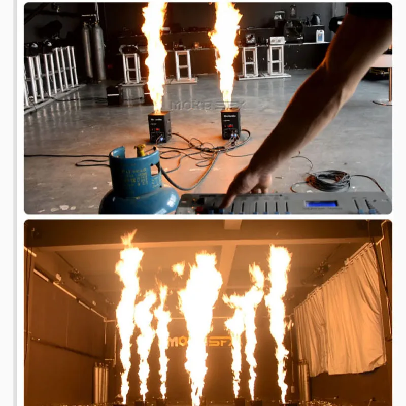 4-Head High Efficiency Stage Flame Machine, Electric Pulse Ignition Flamethrower with DMX512 Control and LCD Display for Event A