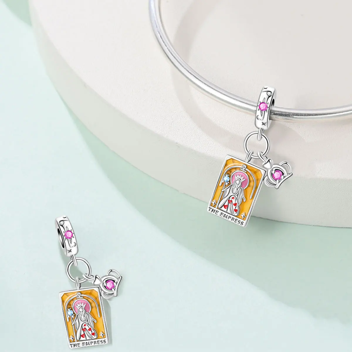 Silver Plated Tarot Justice Charm Bead Fit  Bracelet Women Party Jewelry Gift