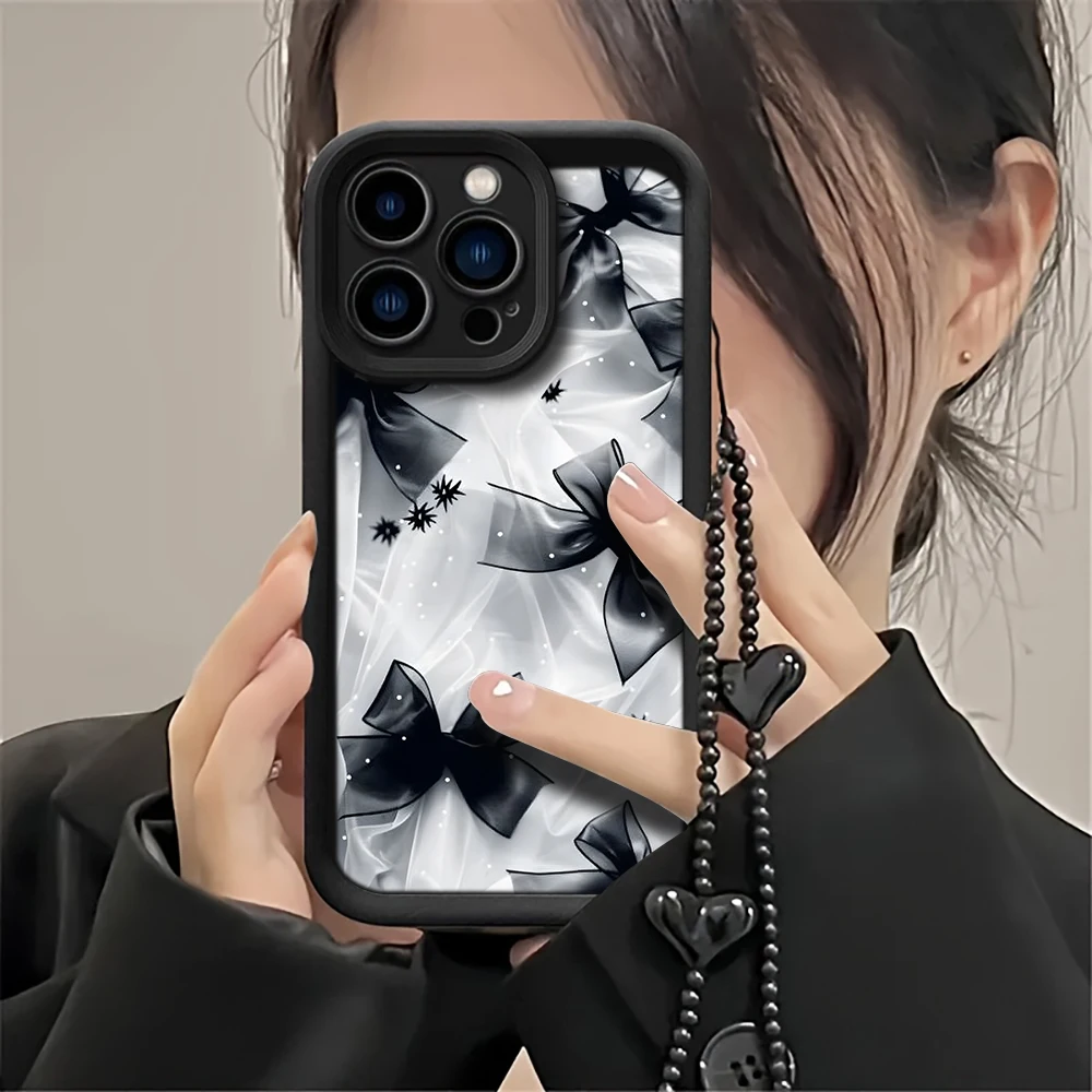 Koreanische Handgelenkschlaufen-Hülle für iPhone 17 15 16 14 Pro Max Plus Hüllen Rosa Schleife für iPhone 13 11 12 XR 7 mit Schmetterlings-Lanyard-Cover – Detail 2