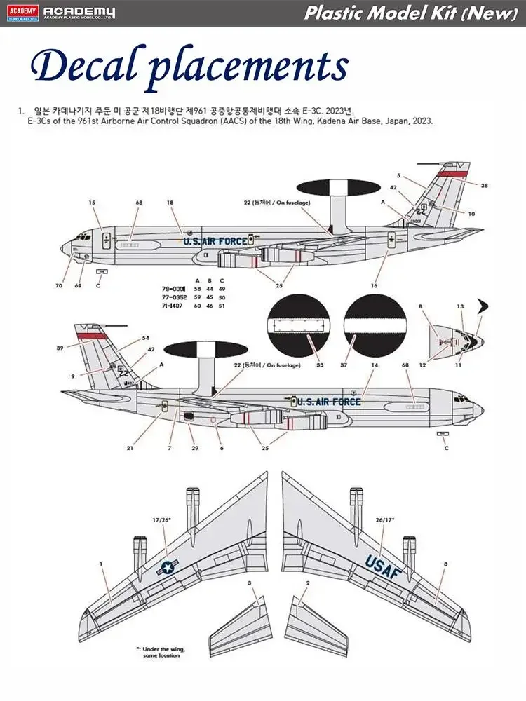 Academy 12629 1/144 Scale USAF E-3G Sentry “AEW&C” Model Kit