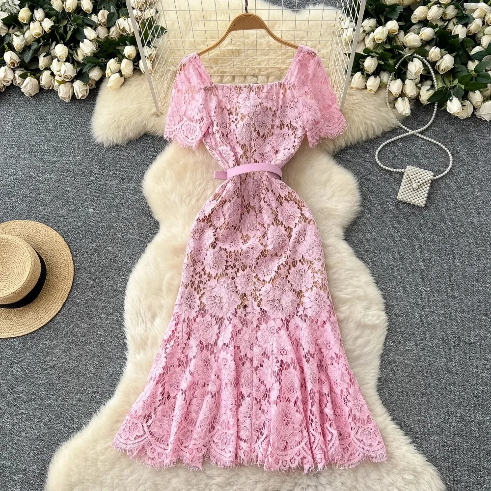 فستان أنيق مثير على شكل فراشة برقبة مربعة على شكل حرف a عالي الخصر للعطلات ملابس نسائية ضيقة للحفلات #2