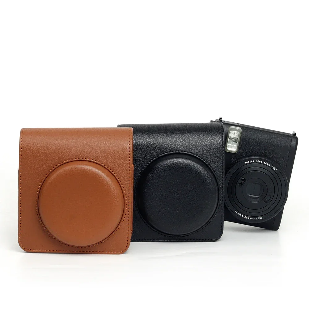 Casing kamera instan tali dapat diatur, tas penyimpanan Retro kulit PU kantong fotografi portabel tahan guncangan untuk Fujifilm Mini 99