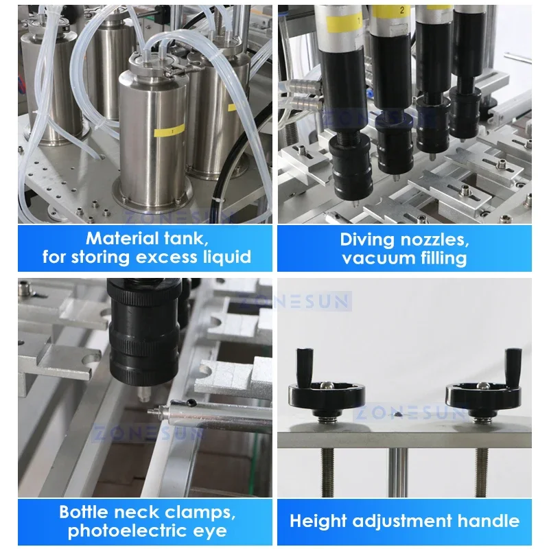 ZONESUN Automatic Perfume Bottle Filling Machine Vacuum Pump Perfume Sealing Crimping Machine Packaging Equipment ZS-FAL180X