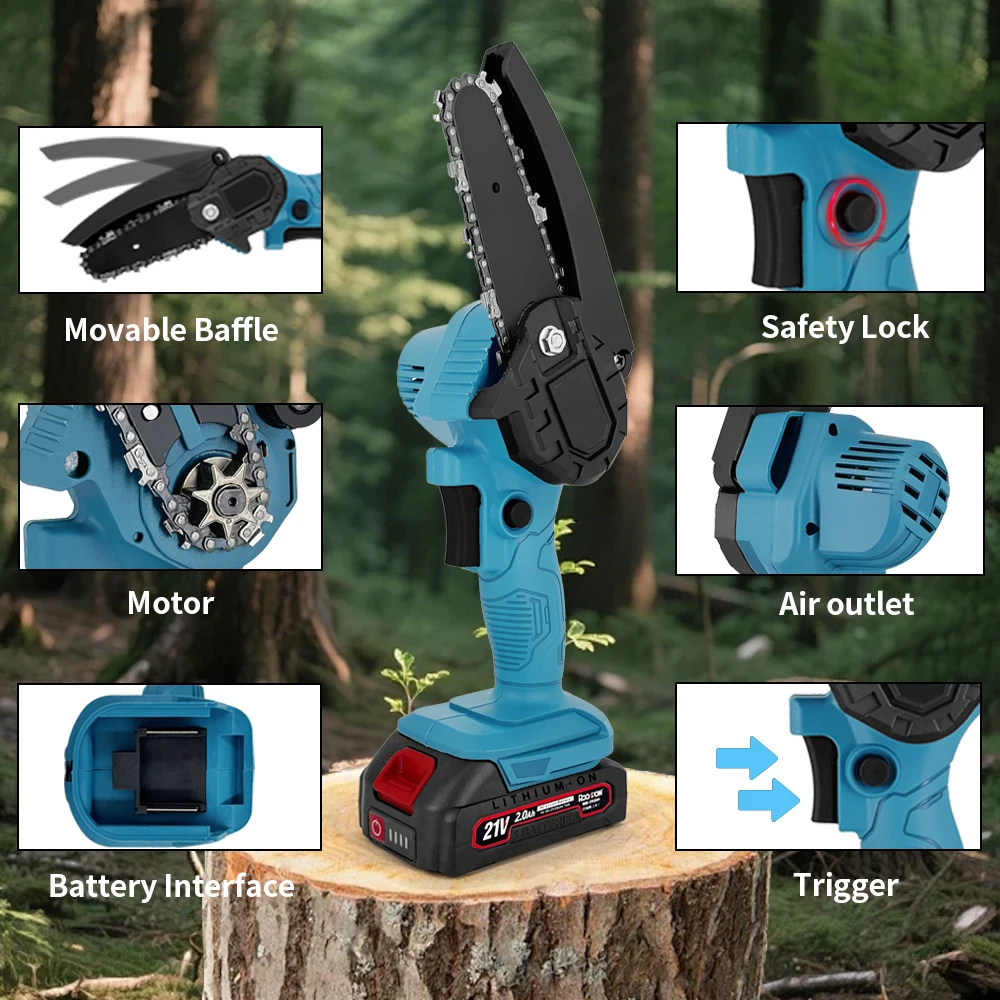 منشار كهربائي صغير 4/6 بوصة مع منشار كهربائي صغير محمول باليد لبطارية ماكيتا 21 فولت (بدون بطارية)