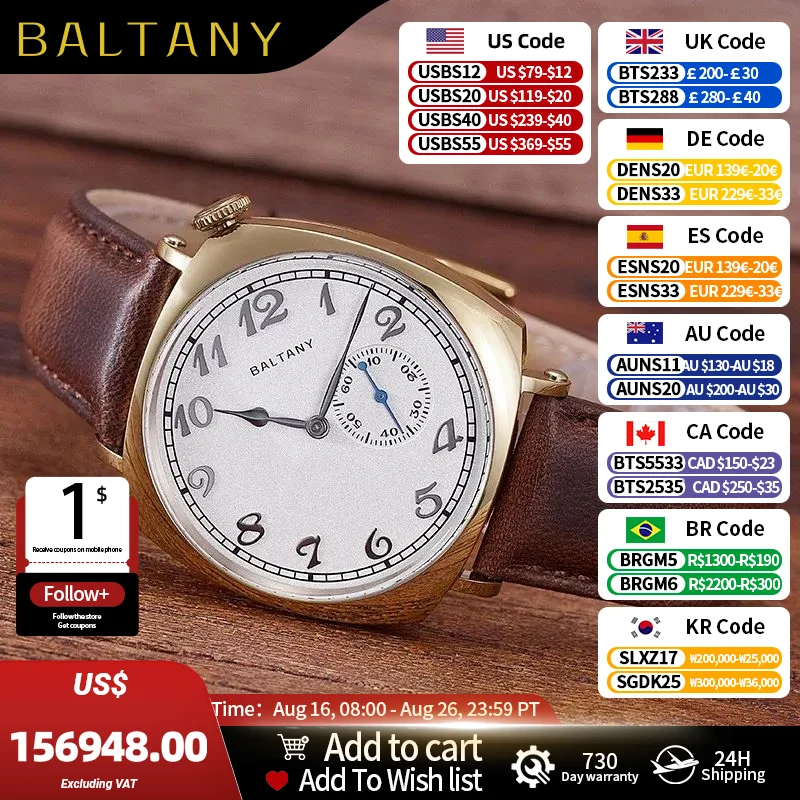Baltany S4046G Kleideruhr Herren Luxus Goldgehäuse Automatikuhr Edelstahl Quadratisch Retro 1921 Mechanische Armbanduhr Herren