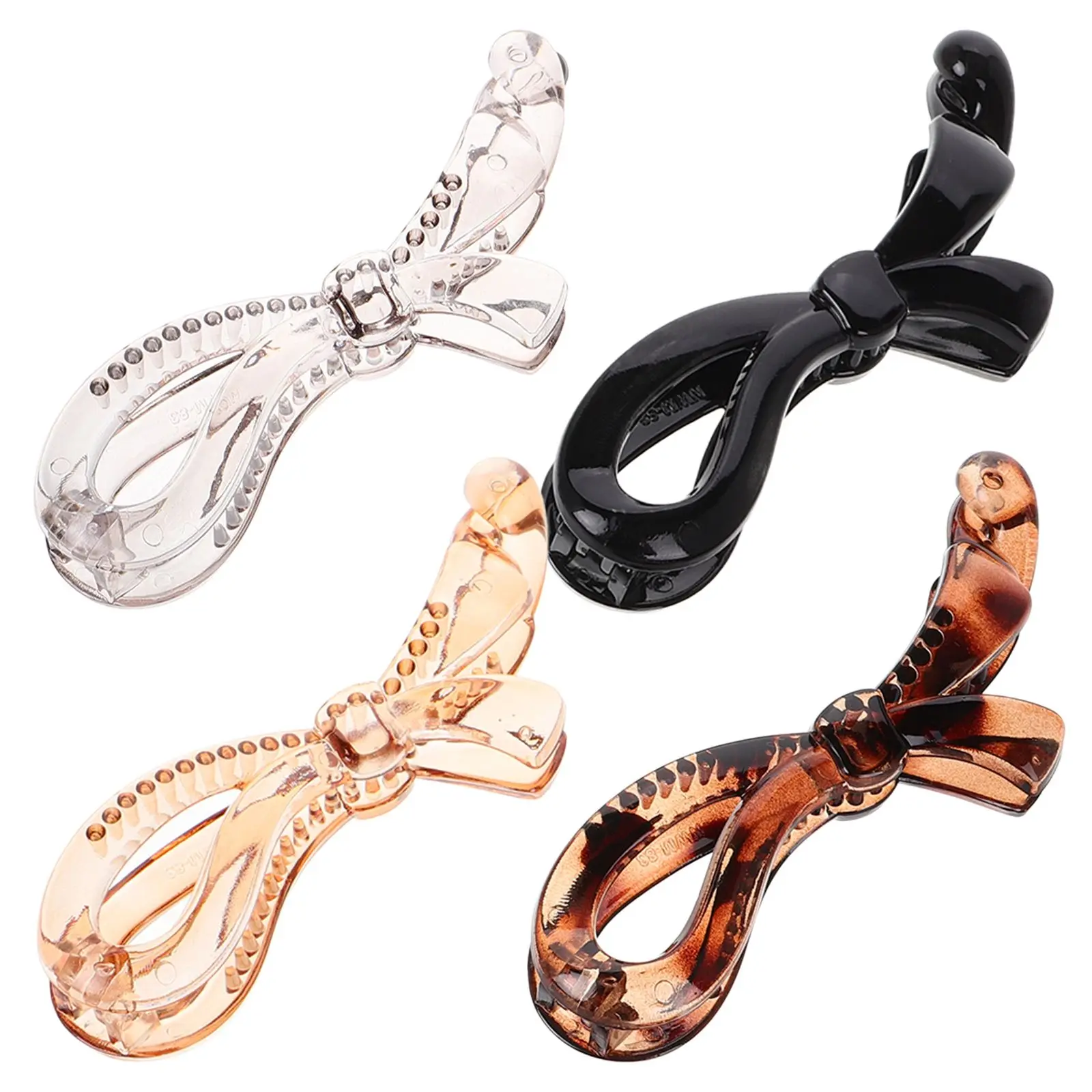 

4pcs Clip Set Elegant Banana Clips for Thick Curly Hair Women Ponytail Holder Stylish Accessories Plastic Material Long Lasting