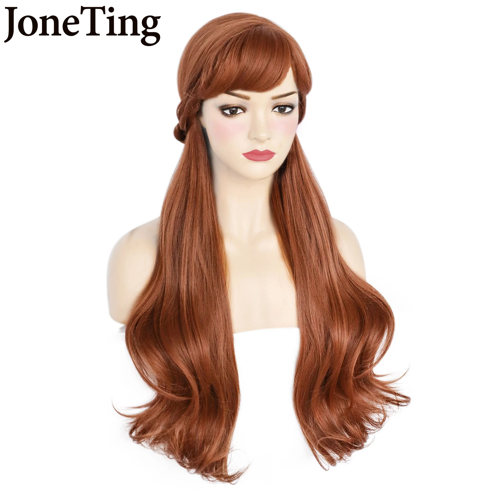 JT Synthetic Anna Cosplay Wigs the Fairy Princess Role Play Brown Body Wave Cosplay Wig Heat Resistant Fiber Hair Halloween