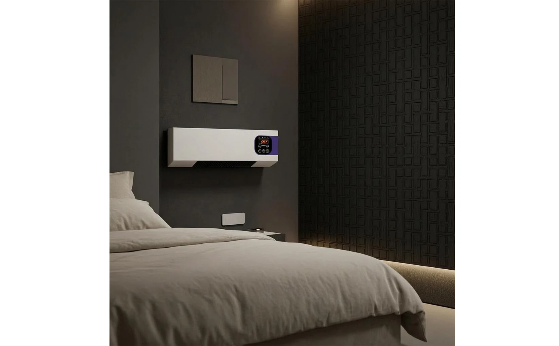 Wall-Mounted Electric Heater 2000W Electric Wall Heater Home Heating White Black Grille Wall-Mounted Electric Heater 2000W Electric Wall Heater Home Heating White Black Grille