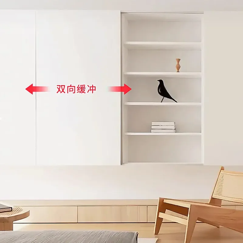 Jishi TV cabinet, bookcase, slide rail, living room, kitchen, double buffer, slotting-free, external hanging door track, push-pu view 5