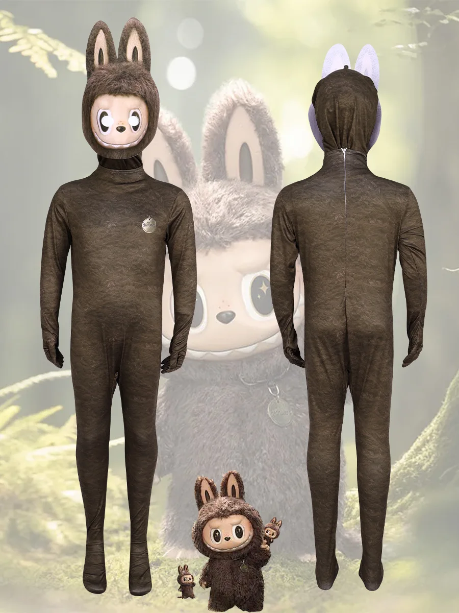 Monstruos BUBU Cosplay Anime caja ciega marrón perezoso Yoga BUBU monos máscara conjunto disfraz de fiesta de Halloween mono