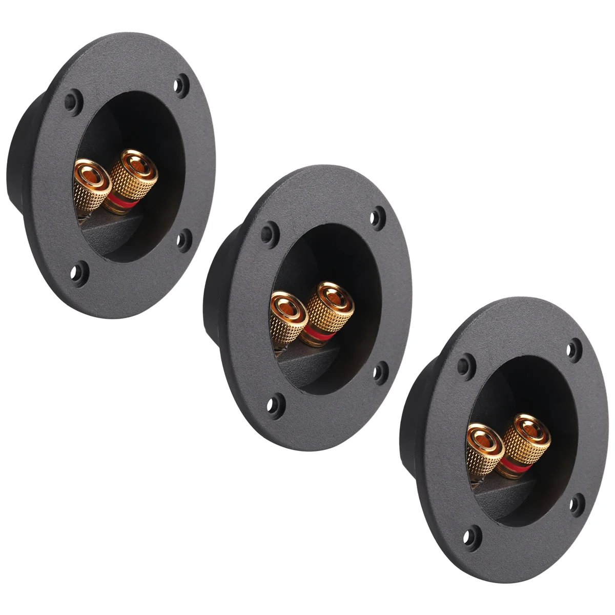 Hot sale 3 Pcs DIY Home Car Stereo 2-Way Speaker Box Terminal Binding Post Round Spring Cup Connectors Subwoofer Plugs (Black)