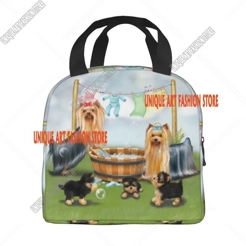 Custom Yorkshire Terrier Dog Lunch Bag Men Women Yorkie Lover Warm Cooler Insulated Lunch Boxes for Student School