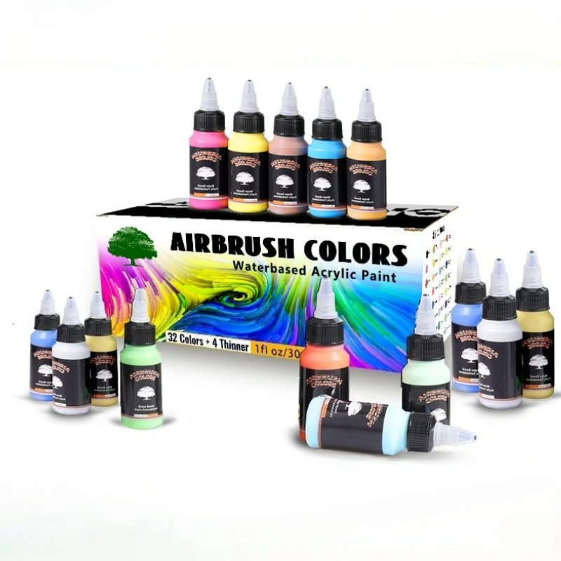 12/24/32colors Acrylic Paint Set Multi-purpose Water-based DIY Airbrush Painting Model Clothing Coloring Wall-painted Pigment