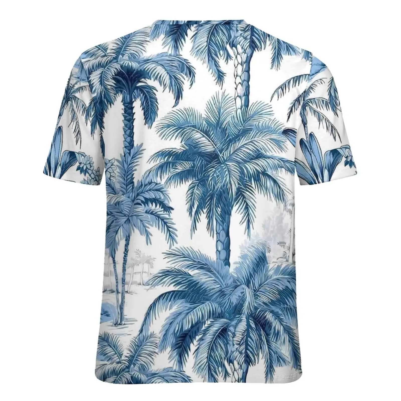 Summer Hawaiian Blue Tropical Botanical T-Shirts  Street Fashion T Shirt Woman Short Sleeve Cool Big Size Tees Custom Tops Gift