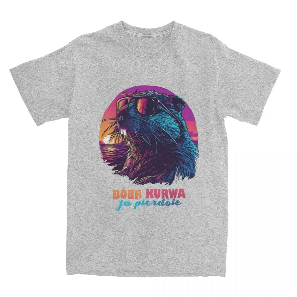 Couple T Shirt Synthwave Polish Beaver Meme Bobr Bober Kurwa T-Shirts Novelty Summer Tee Shirt Streetwear Design Cotton Tops